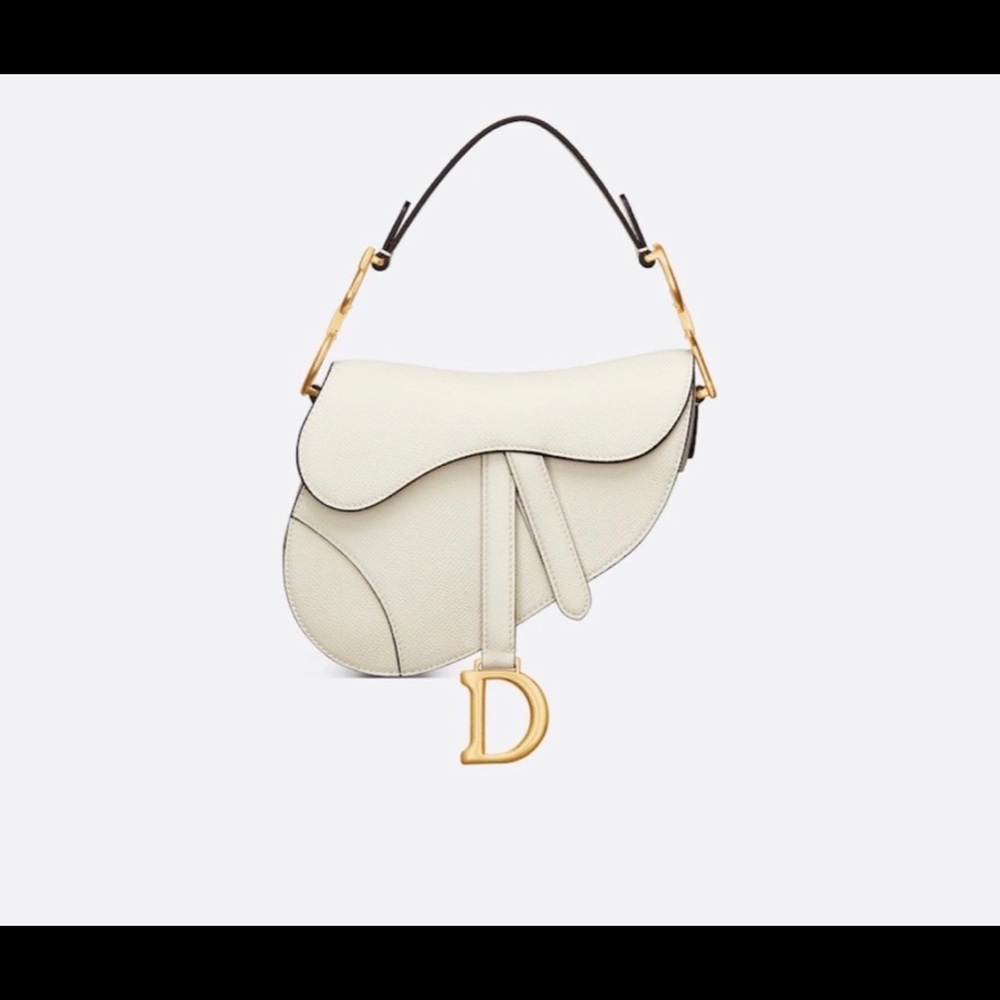 Christian Dior grained calfskin mini saddle bag in white